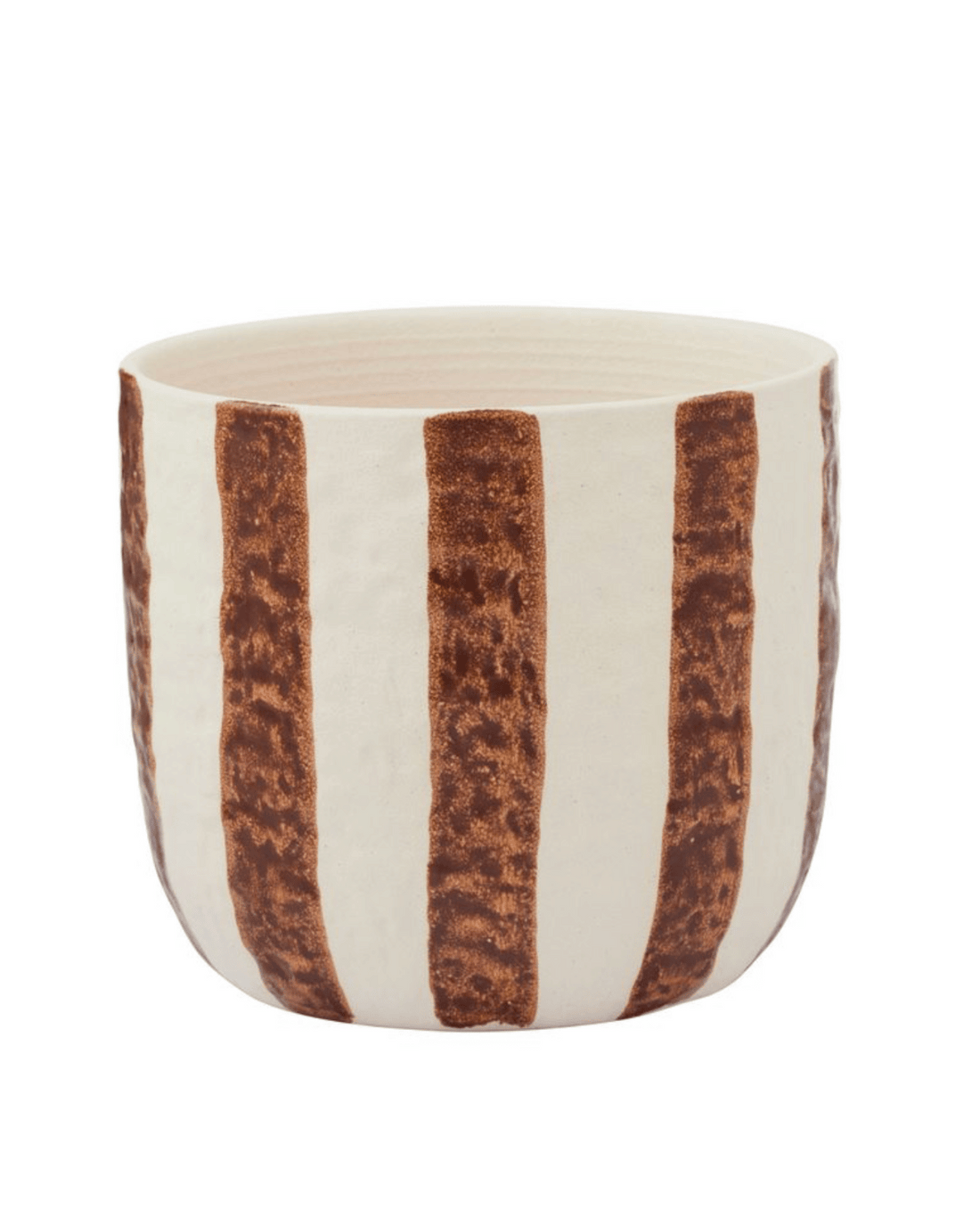 Raya Ceramic Pot - Tan Cream Stripe