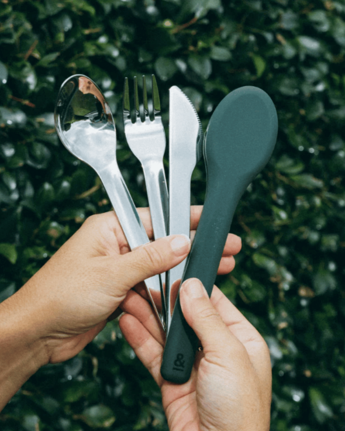 Seed & Sprout Reusable Cutlery Set - Stainless Steel & Moss
