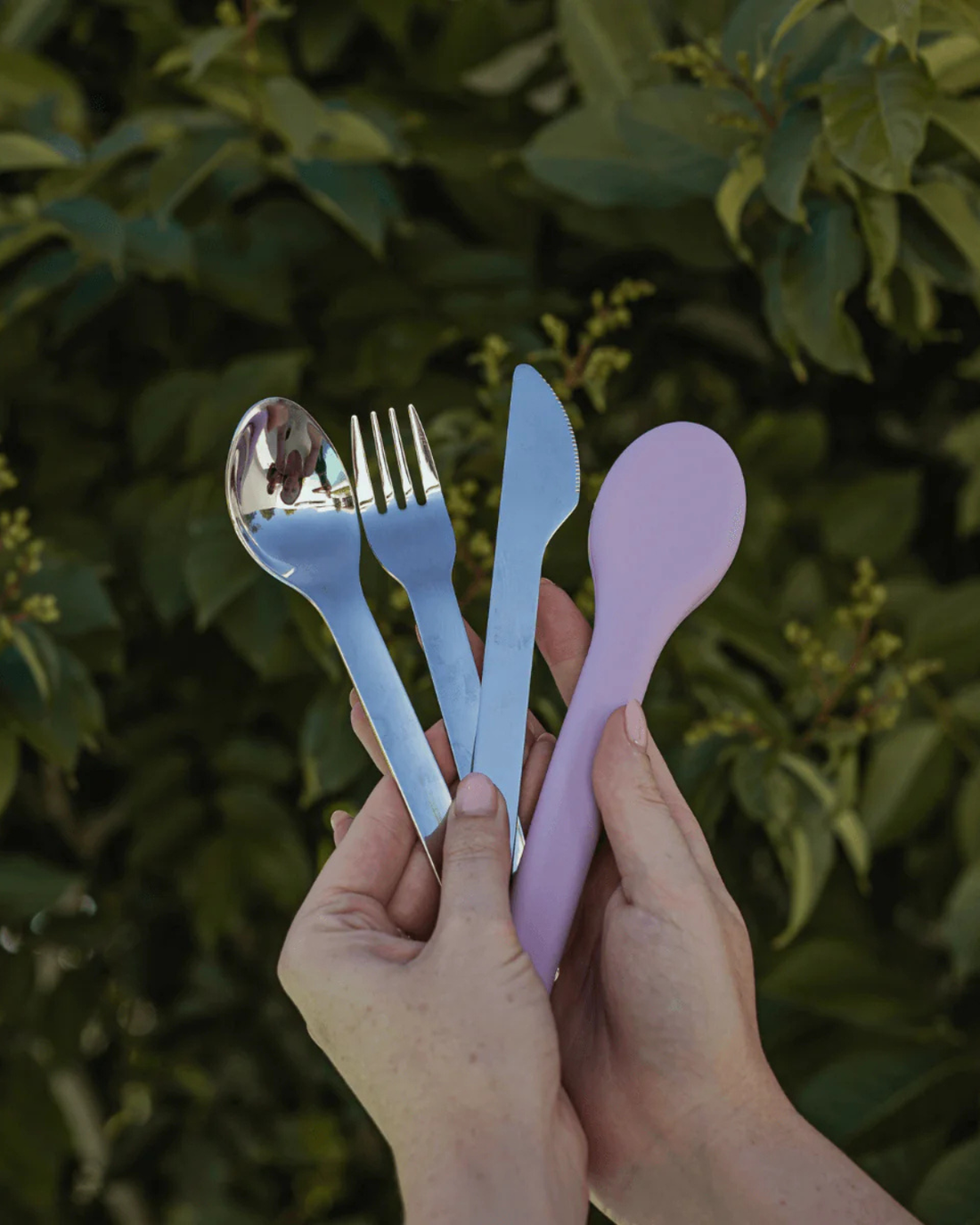 Seed & Sprout Reusable Cutlery Set - Stainless Steel & Plum
