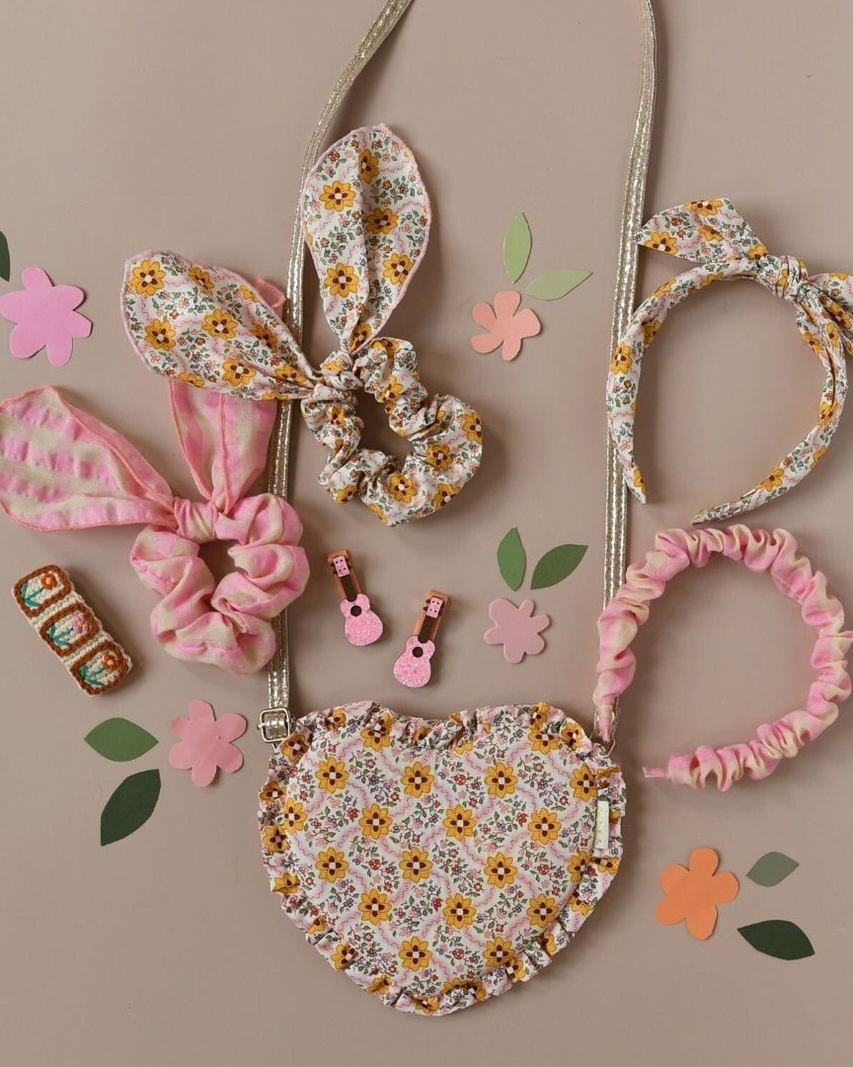 Cottage Floral Ruffle Heart Bag by Rockahula Kids 
