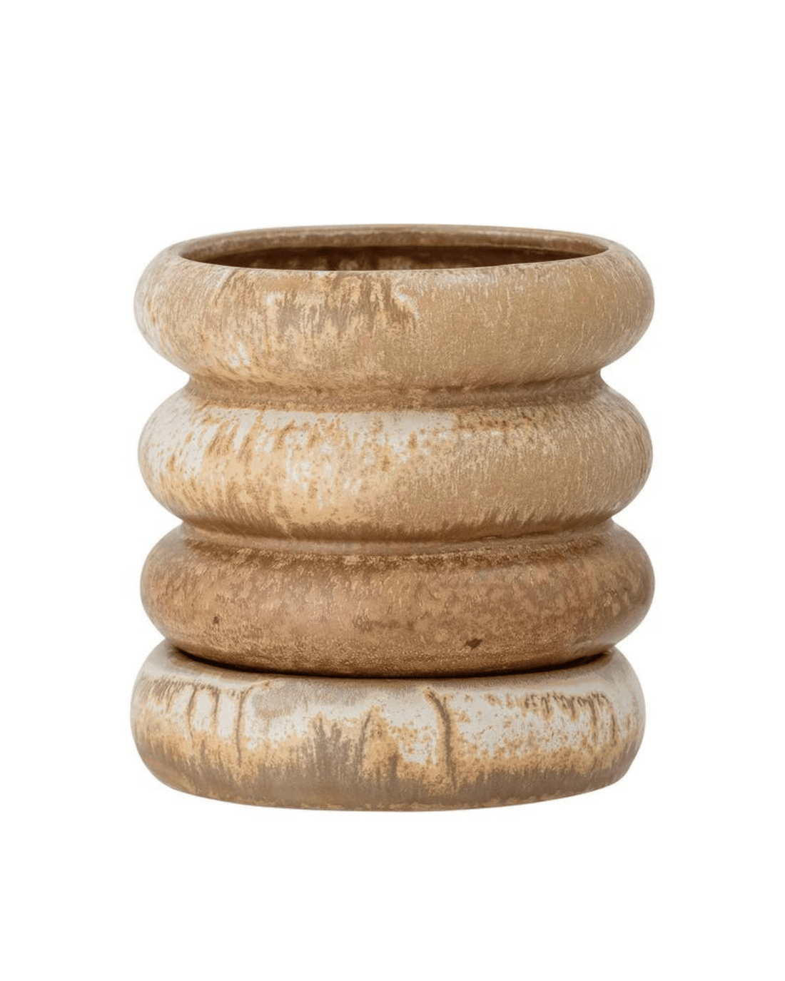 Rosita Stoneware Flowerpot with Saucer - Brown