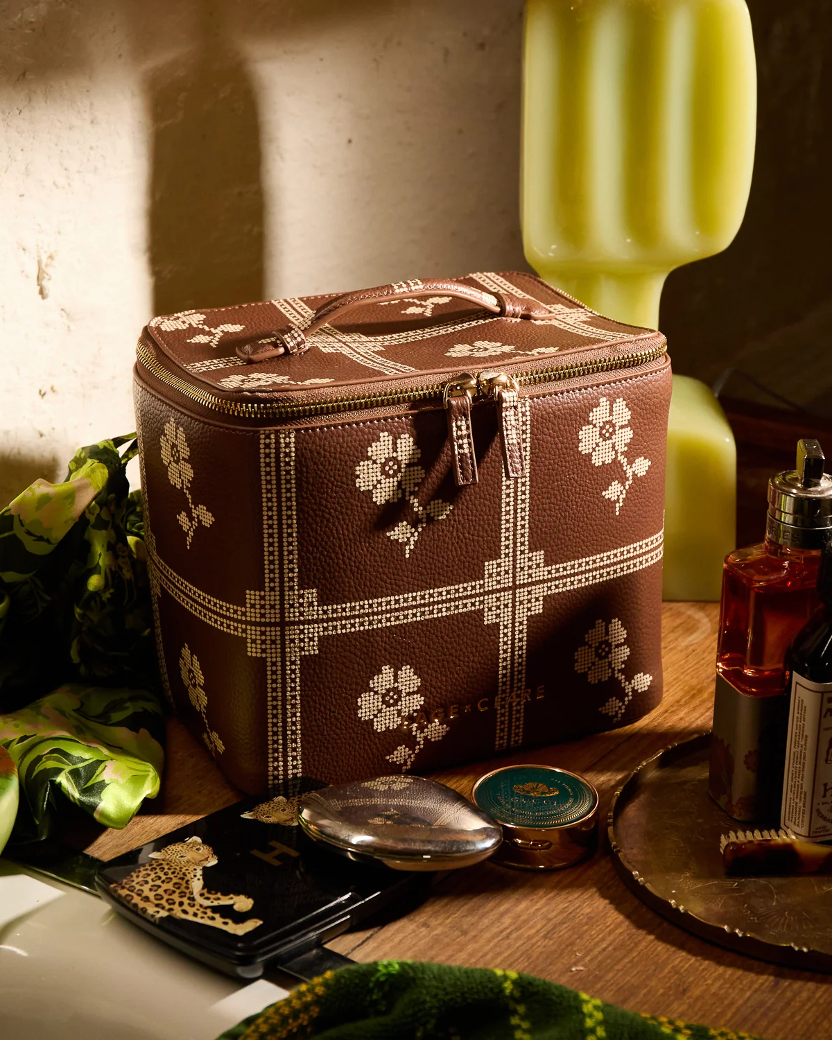 Bonny Medium Brown Vanity Case - Umber by Sage x Clare