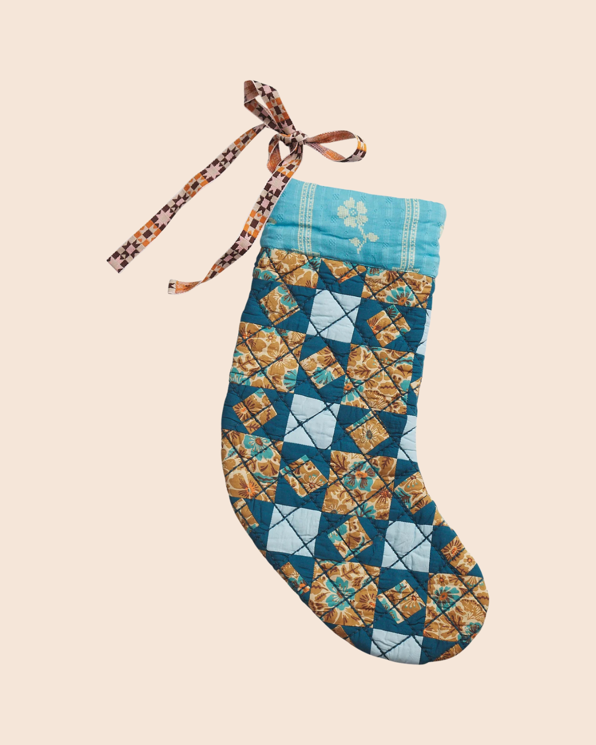 Magnolia Patchwork Stocking - Turquoise by Sage x Clare