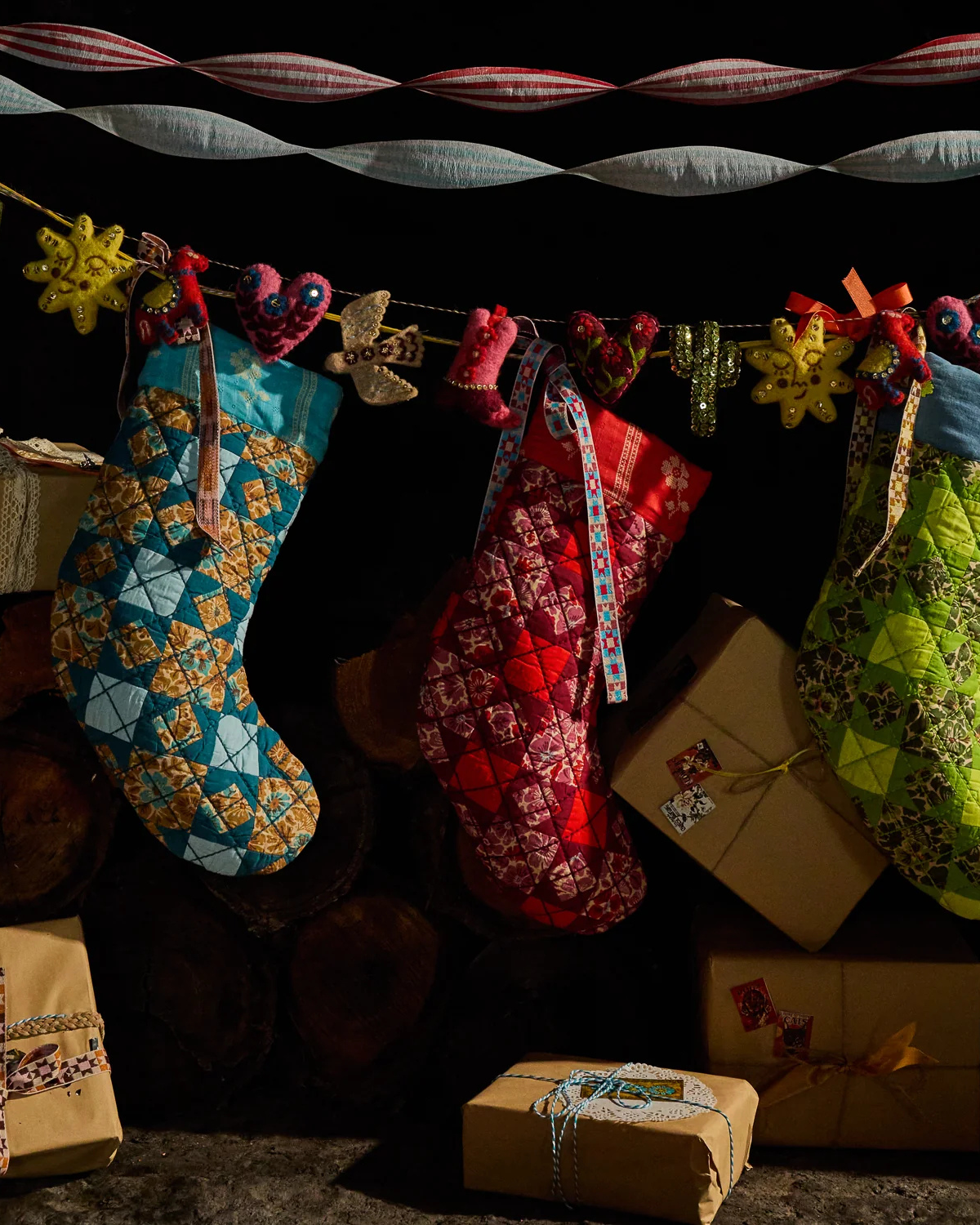 Magnolia Patchwork Stocking - Turquoise by Sage x Clare