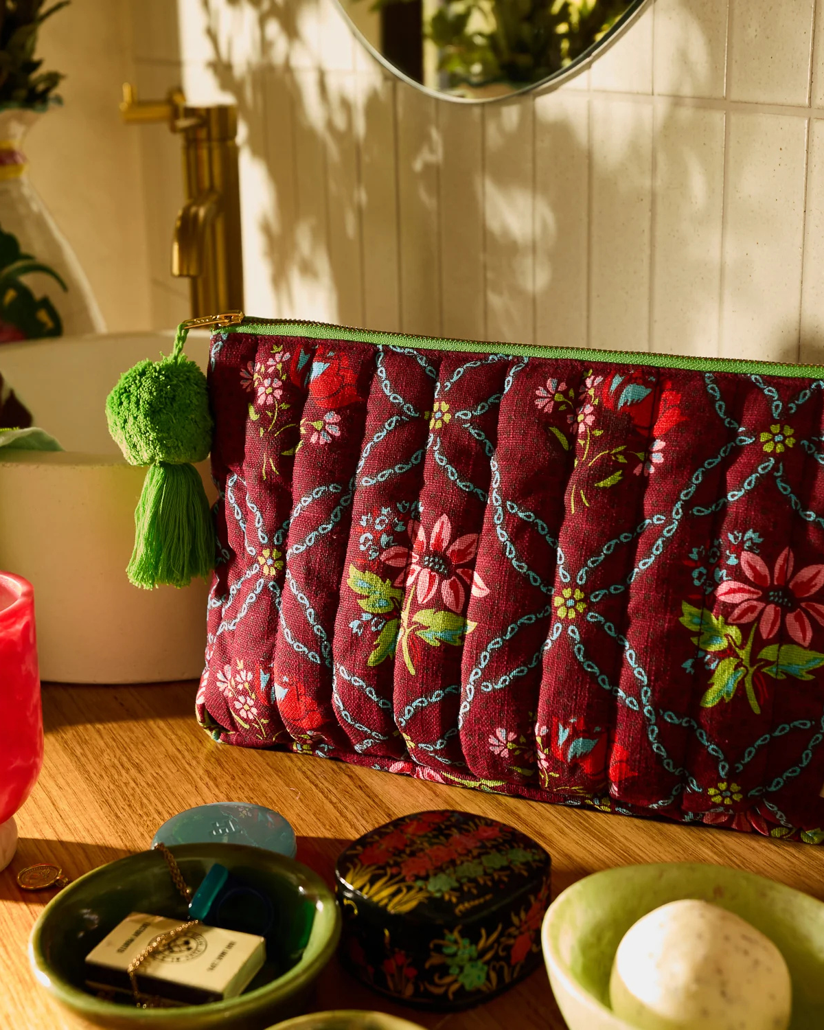 Norali Quilted Cosmetic Bag - Sienna by Sage x Clare