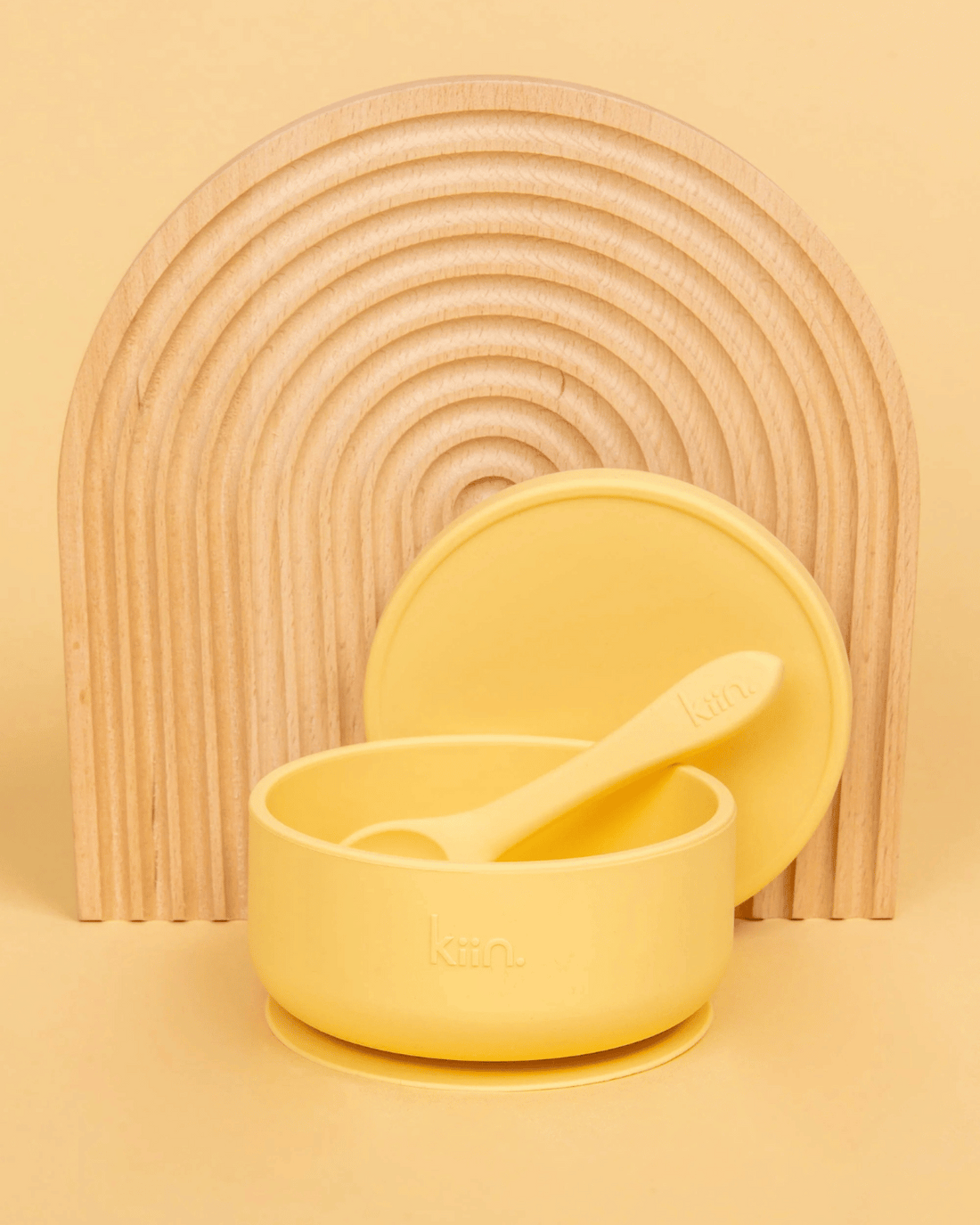 Kiin Baby Silicone Suction Bowl with Lid ; Spoon Set - Buttercup