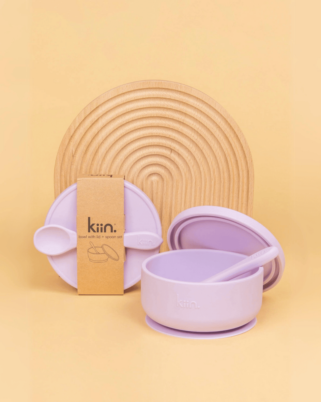 Kiin Baby Silicone Suction Bowl with Lid and Spoon Set - Lilac Purple