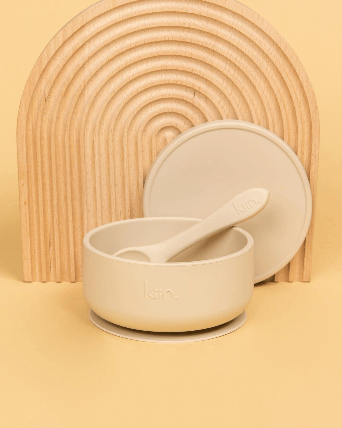Kiin Baby Silicone Suction Bowl with Lid and Spoon Set - Vanilla