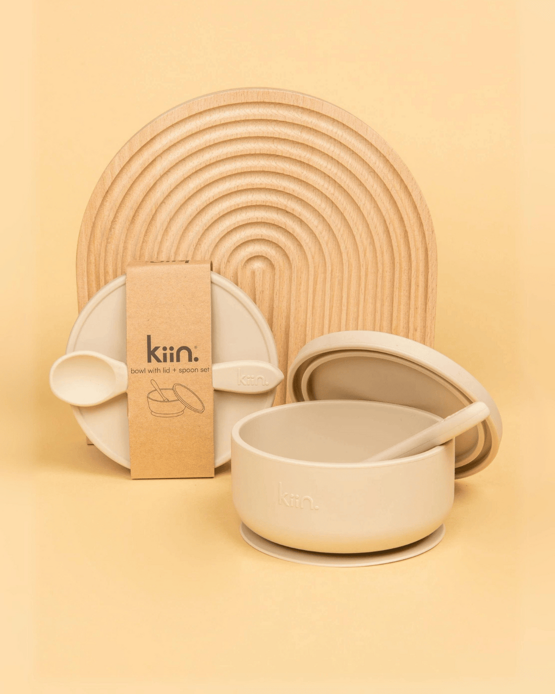 Kiin Baby Silicone Suction Bowl with Lid and Spoon Set - Vanilla