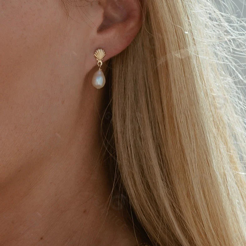 Siren Earrings by Sun Soul Australia - Pearl Gold Drop Earrings