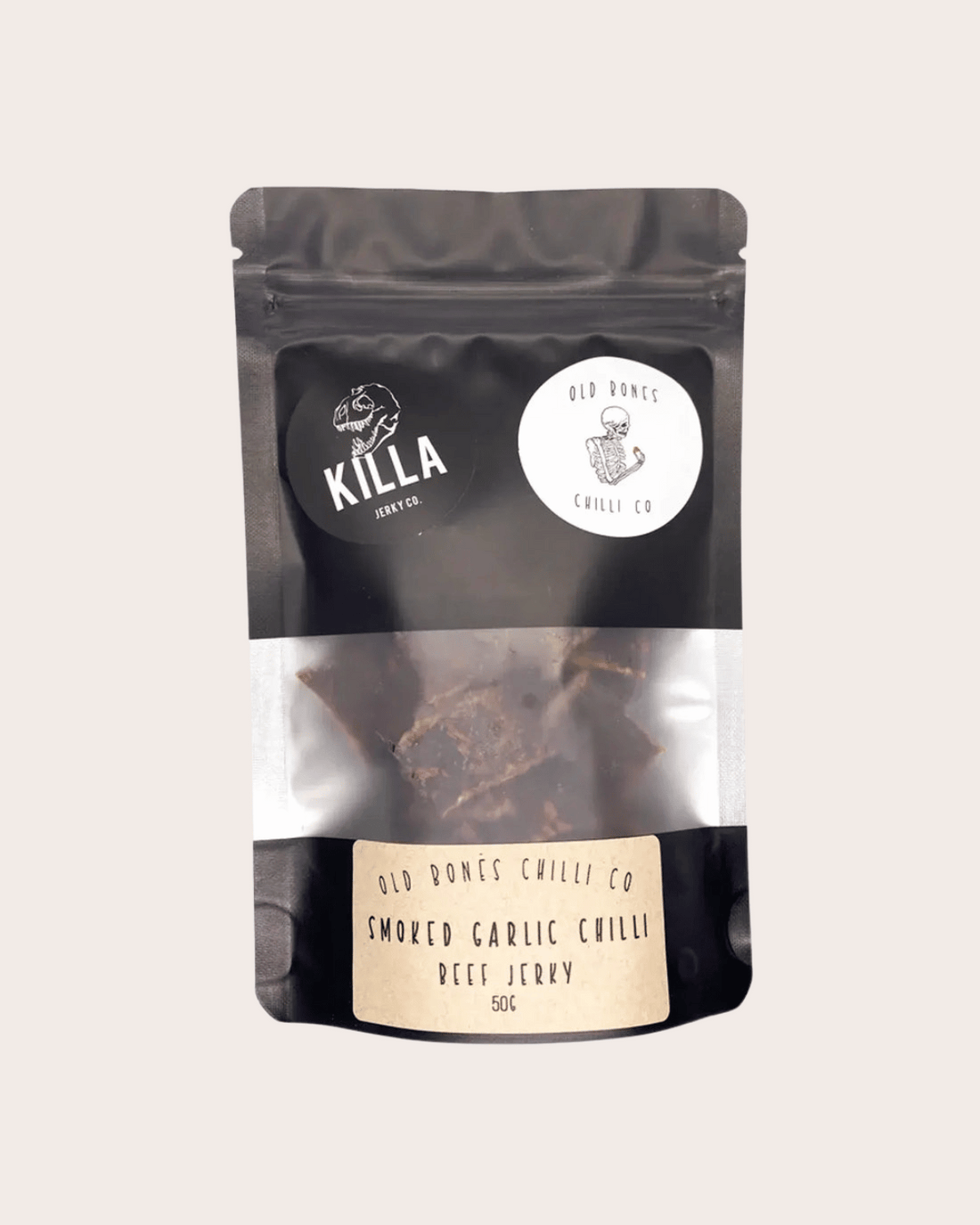 Smoked Garlic Chilli Beef Jerky by Old Bones Chilli Co & Killa Jerky Co
