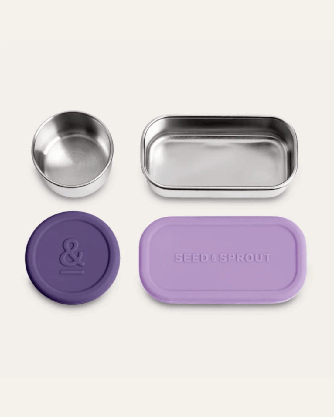 Seed & Sprout Stainless Steel Snack Containers - Plum (2 pot set)
