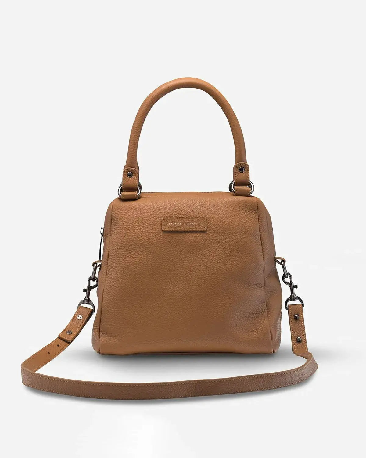 status anxiety last mountains leather handbag in tan
