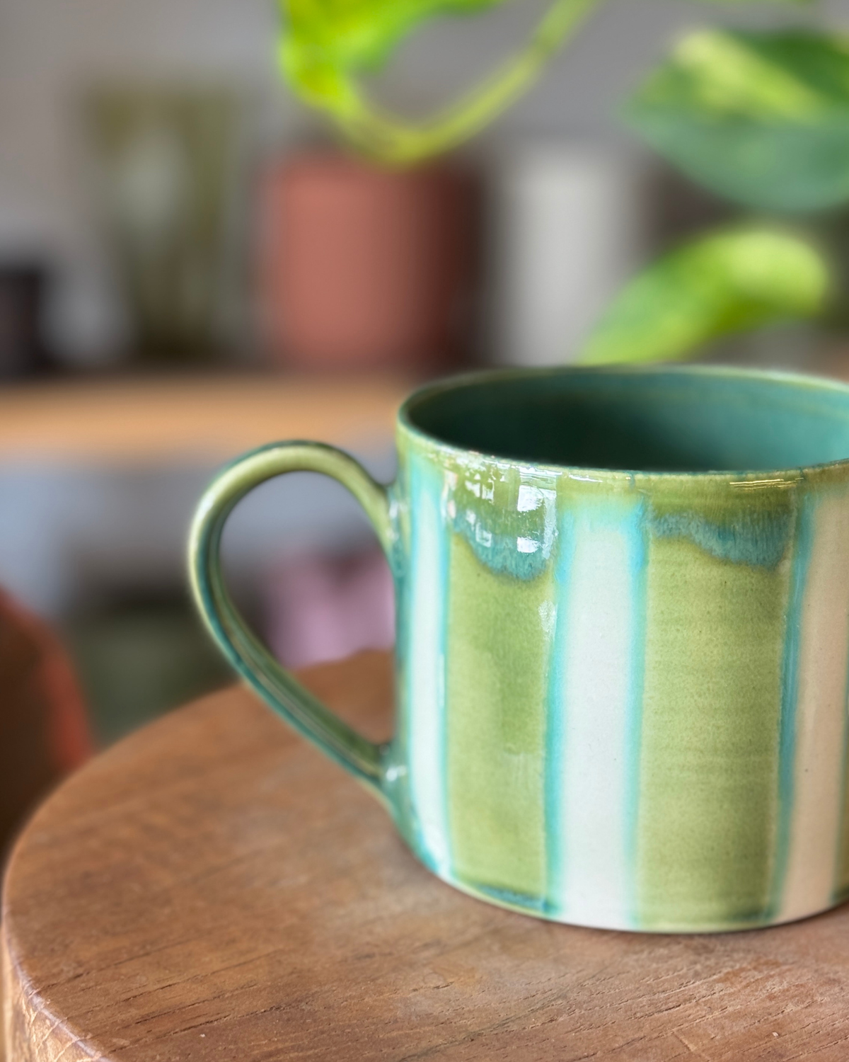 OAS Clay Creative Striped Mug - Green 