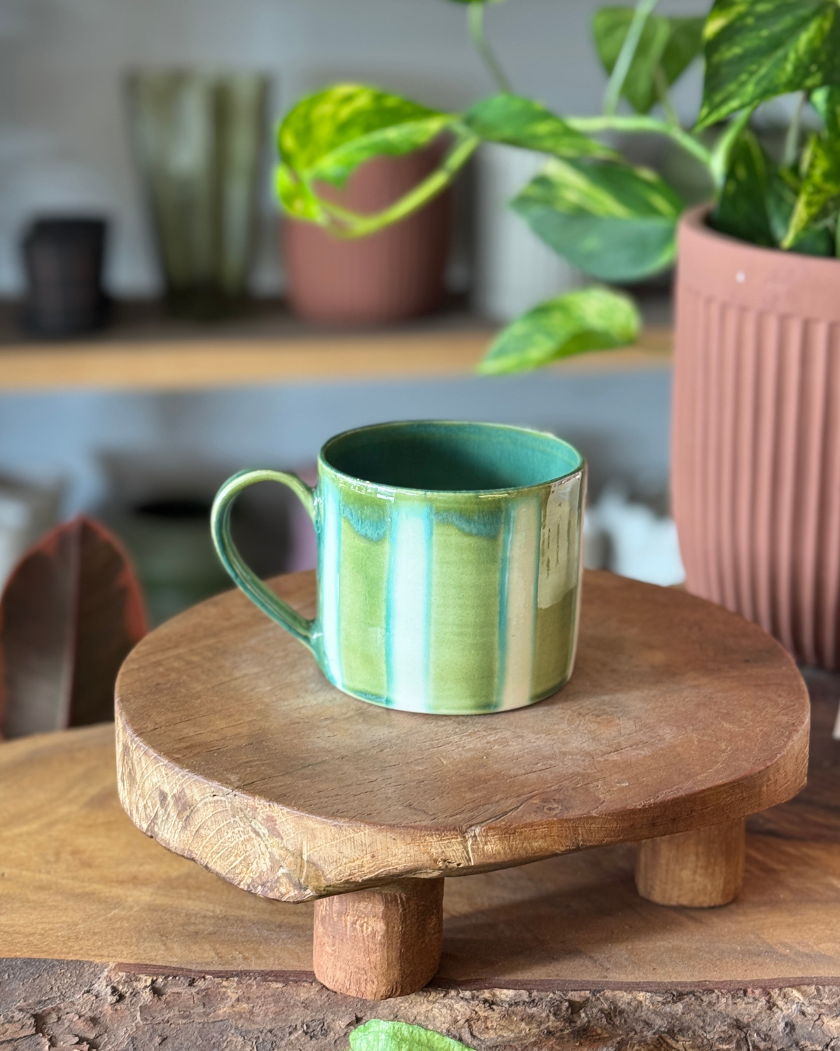 OAS Clay Creative Striped Mug - Green 