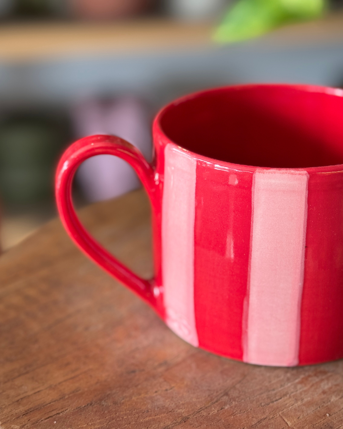 OAS Clay Creative Striped Mug - Pink + Red 