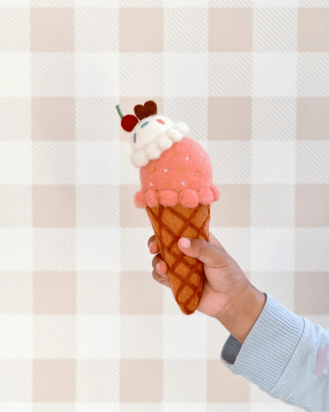 Felt Sorbet Ice Cream - Watermelon &amp; Coconut Sorbet (2 Scoops) by Taras Treasures 🍦
