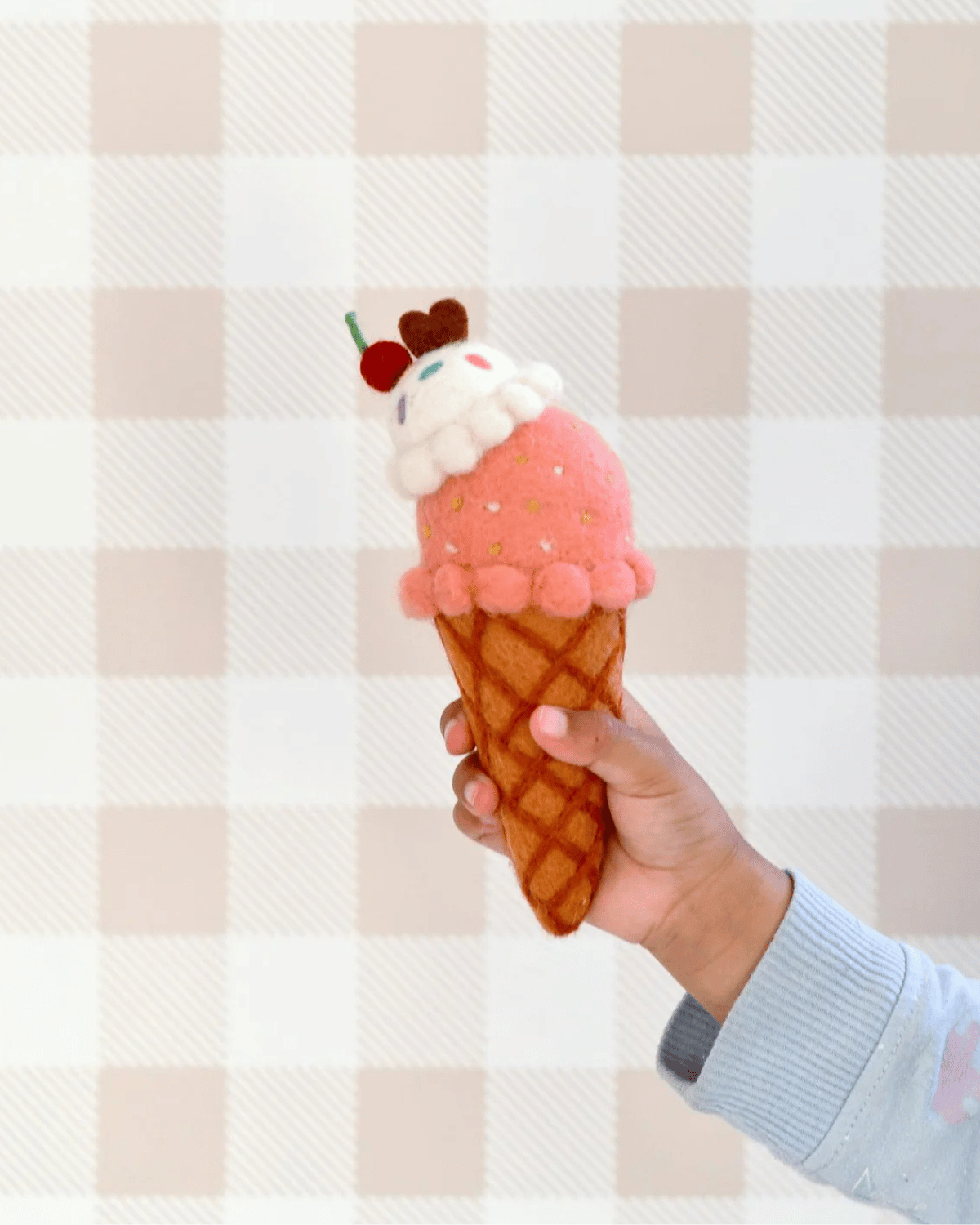 Felt Sorbet Ice Cream - Watermelon &amp; Coconut Sorbet (2 Scoops) by Taras Treasures 🍦