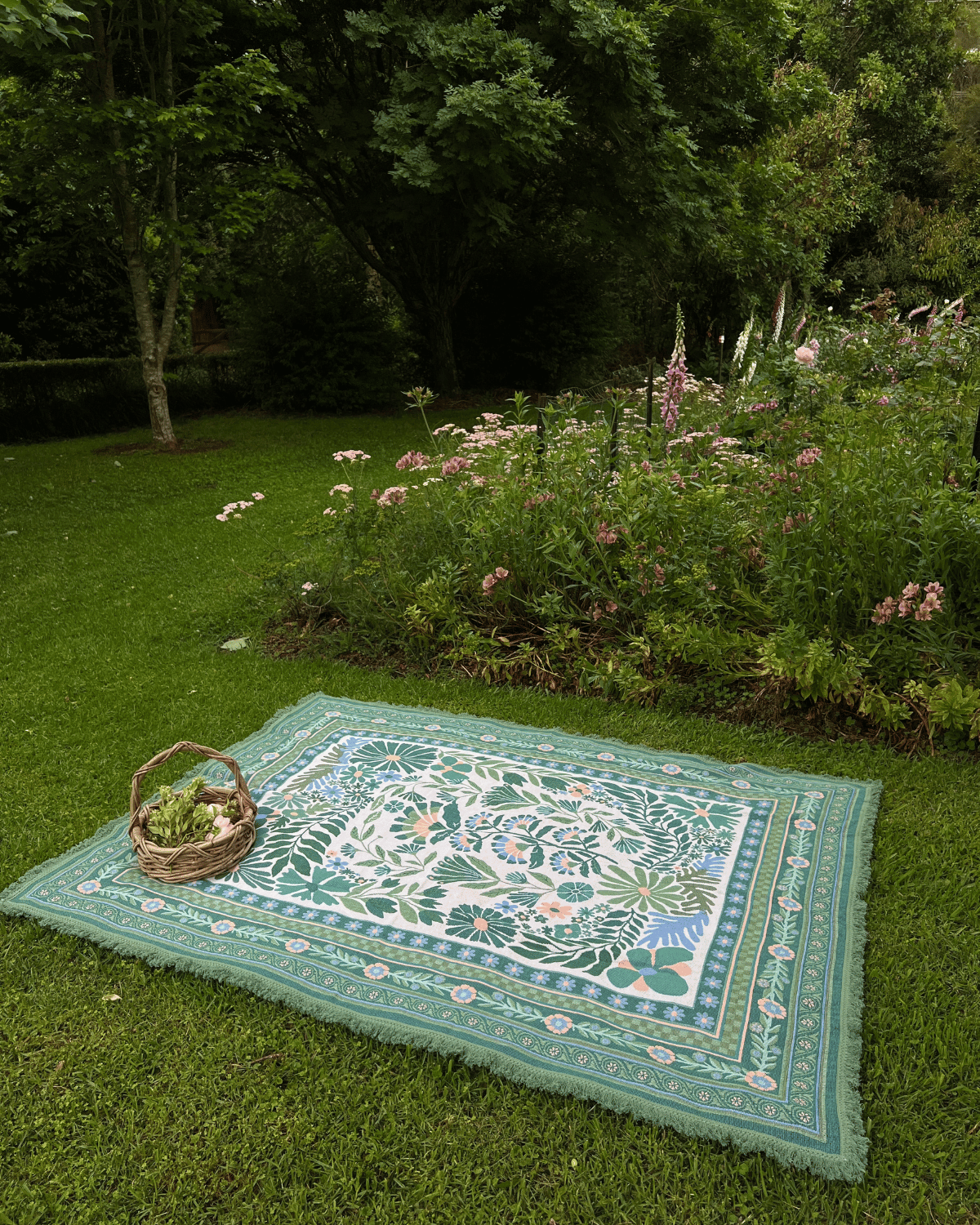 The Dahlia Rug - Green by Salty Aura 