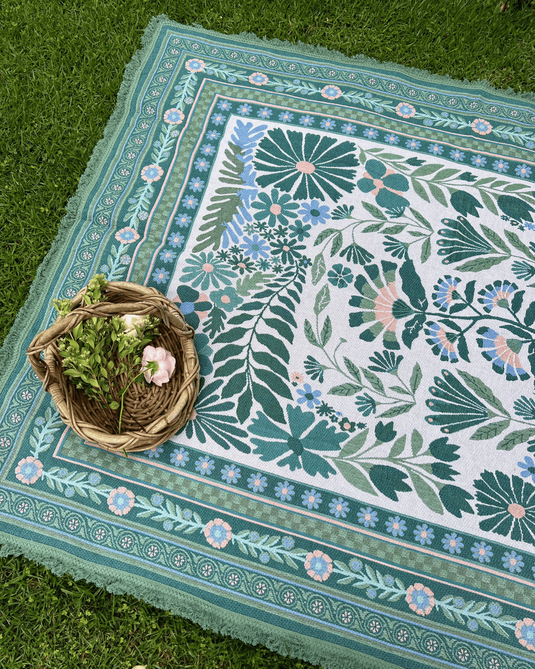 The Dahlia Rug - Green by Salty Aura 