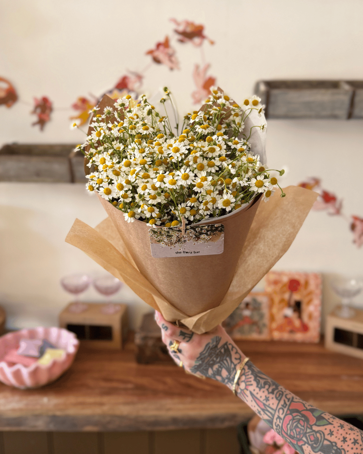 The Flora Bar Market Bunch - Feverfew - Muswellbrook Florist, Polly &amp; Co