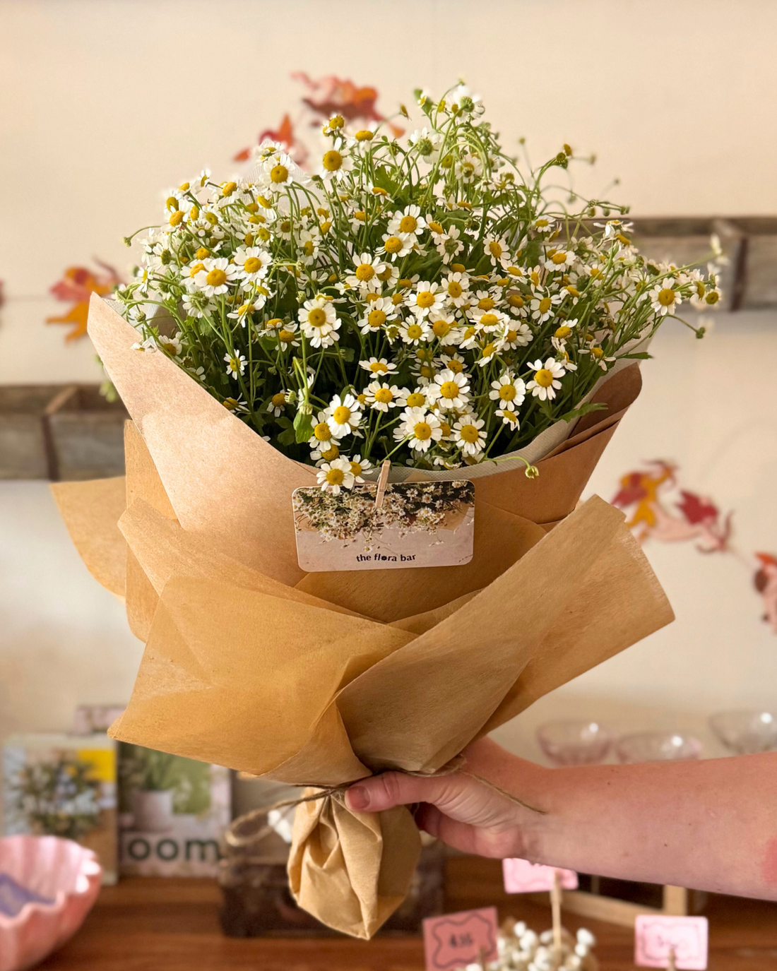 The Flora Bar Market Bunch - Feverfew - Muswellbrook Florist, Polly &amp; Co
