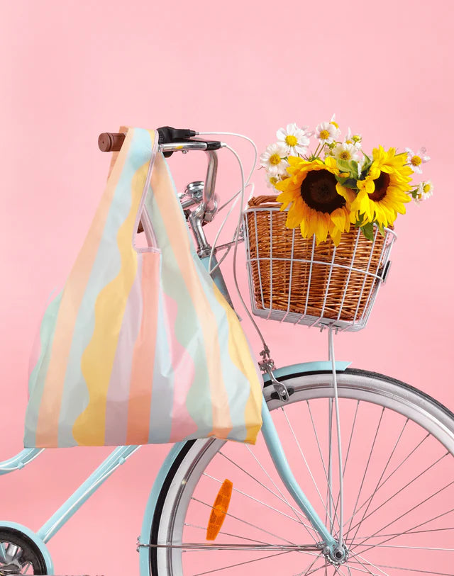 reusable shopping bag sunset soiree stripe
