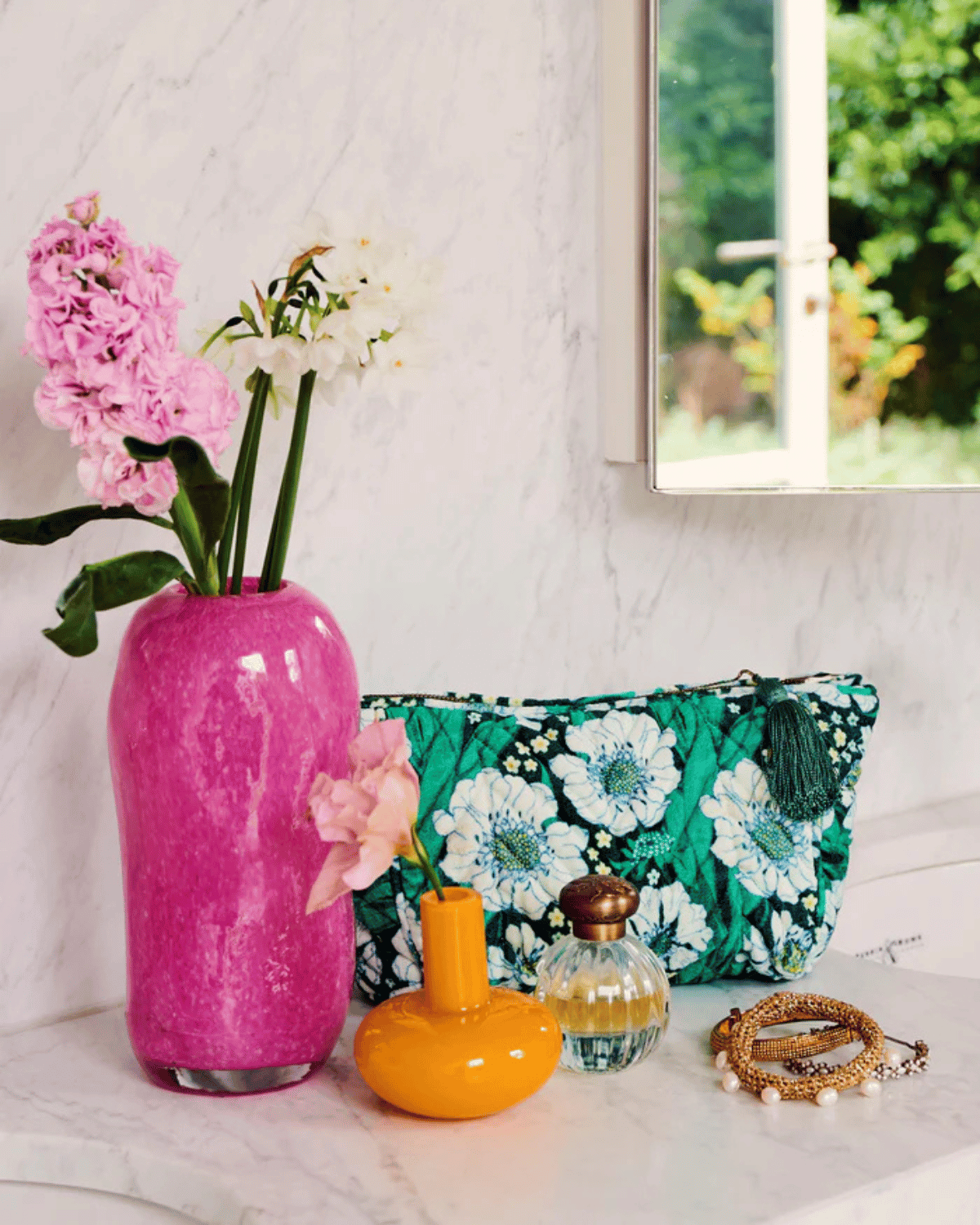 Tumbling Flowers Green Velvet Toiletry Bag by Kip &amp; Co 💚