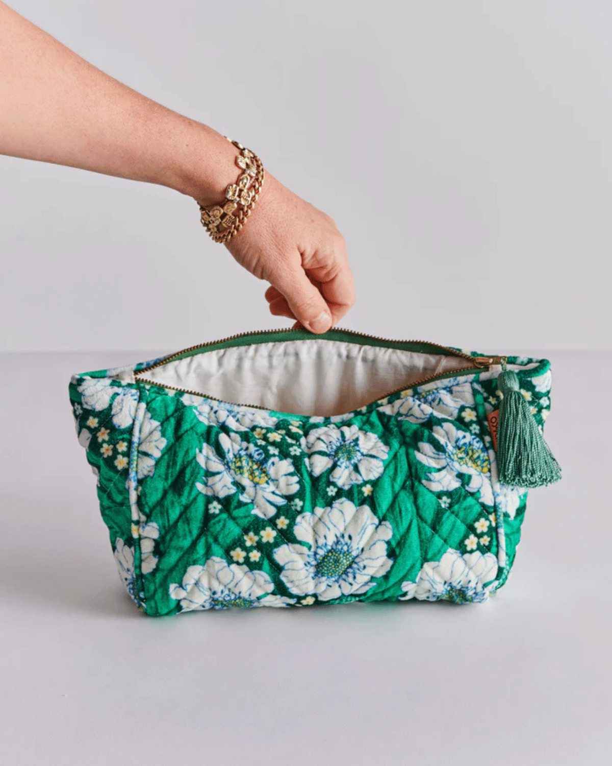 Tumbling Flowers Green Velvet Toiletry Bag by Kip &amp; Co 💚