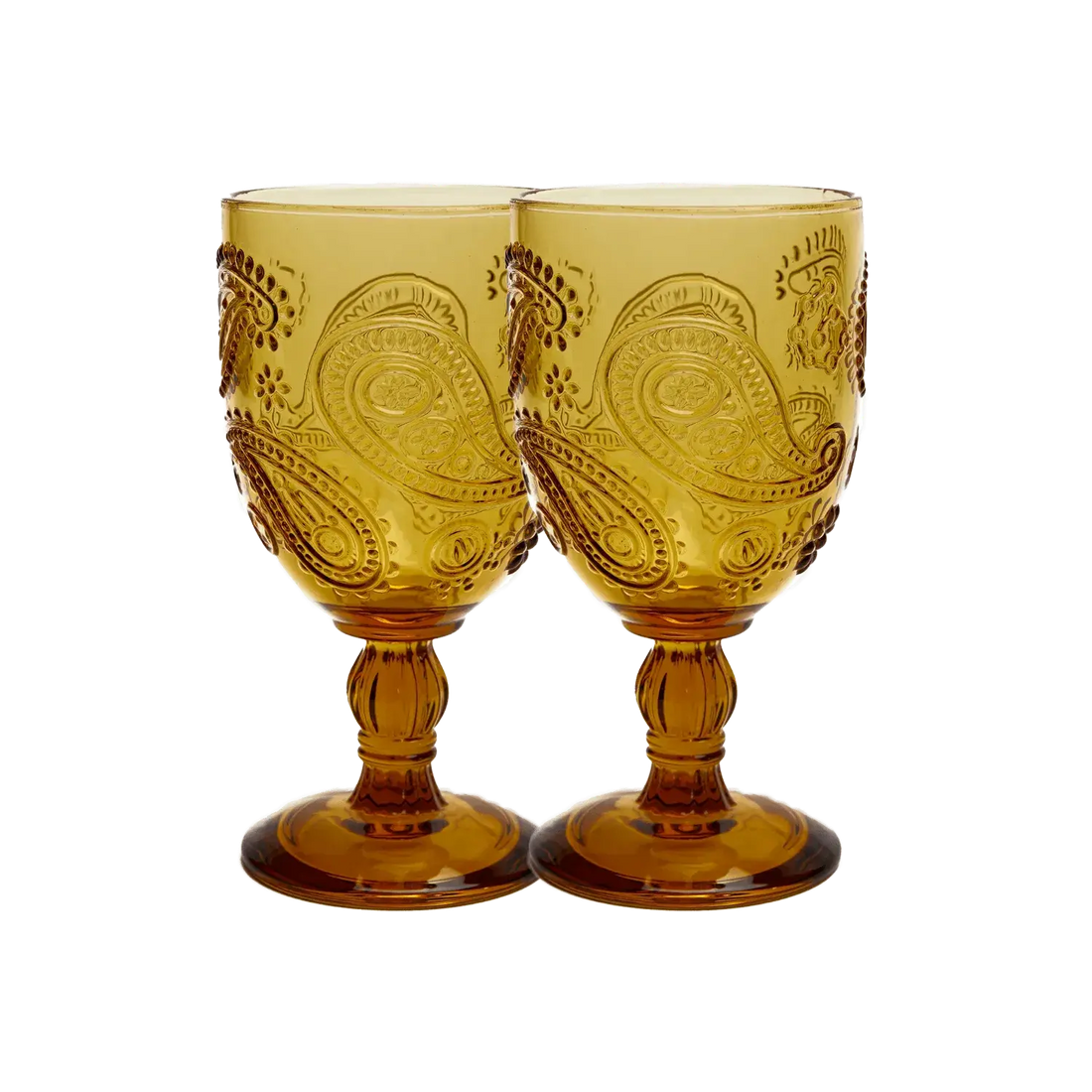 Wandering Folk Goblet Glass - Amber (Set of 2)