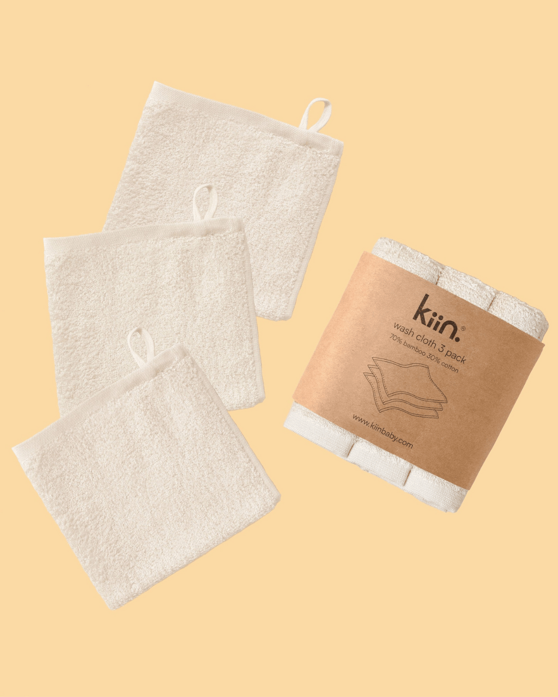 Baby Wash Cloths - Ivory (3 Pack) by Kiin Baby