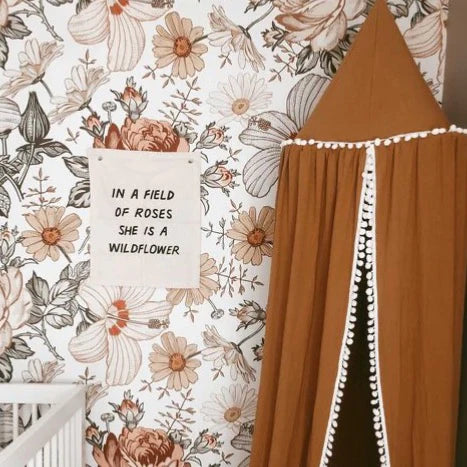 Wildflower Quote Banner - Natural for nursery bedroom by imani collective