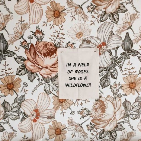Wildflower Quote Banner - Natural for nursery bedroom by imani collective