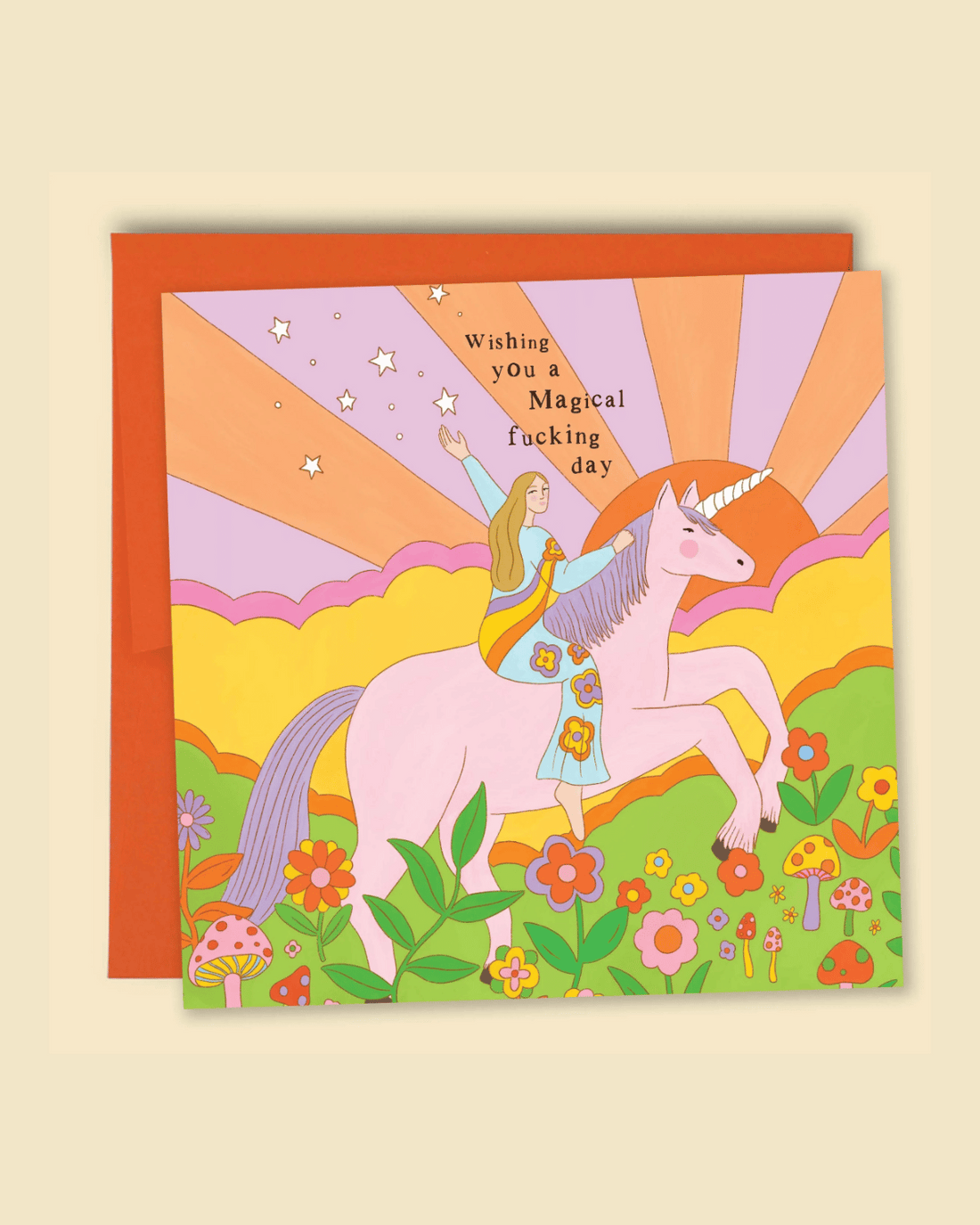 Wishing You A Magical Fucking Day Card by Constanza Goeppinger