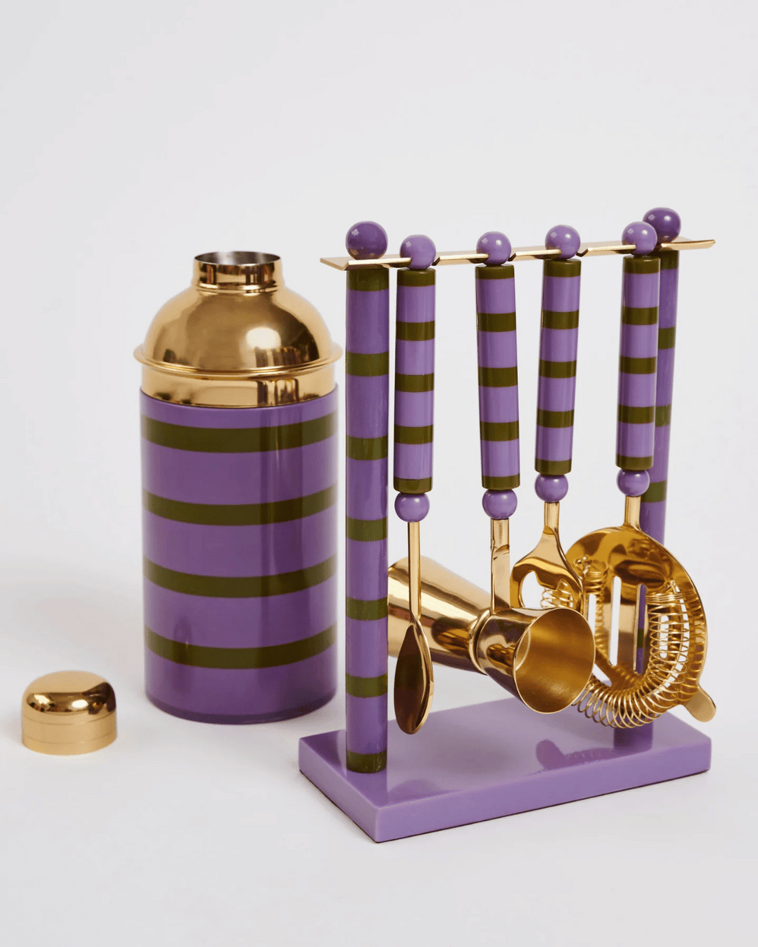 Kip&amp;Co Wisteria Lane Stripe Resin Cocktail Shaker