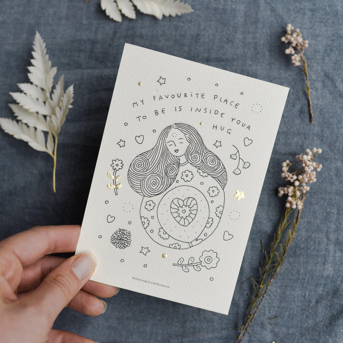 Art Print 〰️ My Favourite Place To Be with Gold Leaf Detail l Musings from the Moon l Polly &amp; Co l Muswellbrook Gift Shop