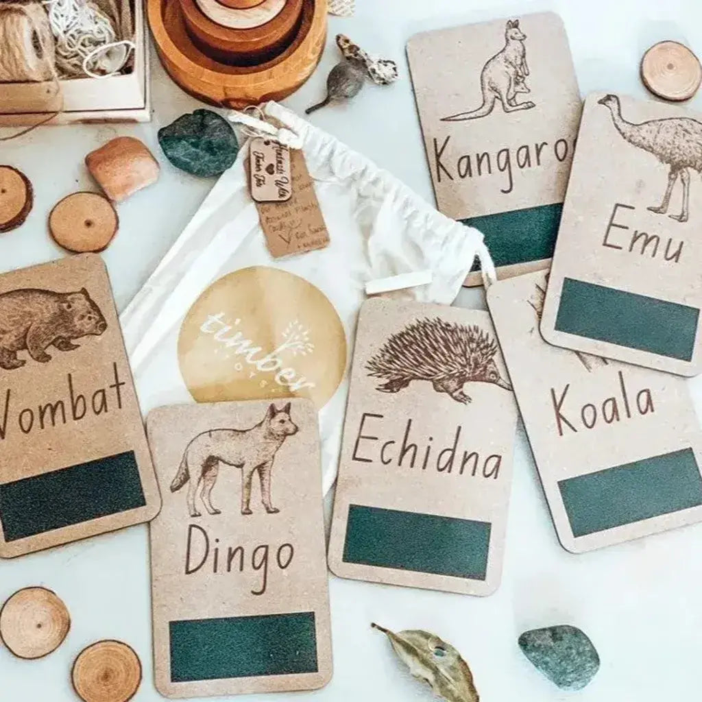 Australian Native Animal Chalkboard Flash Cards by Timber Tots