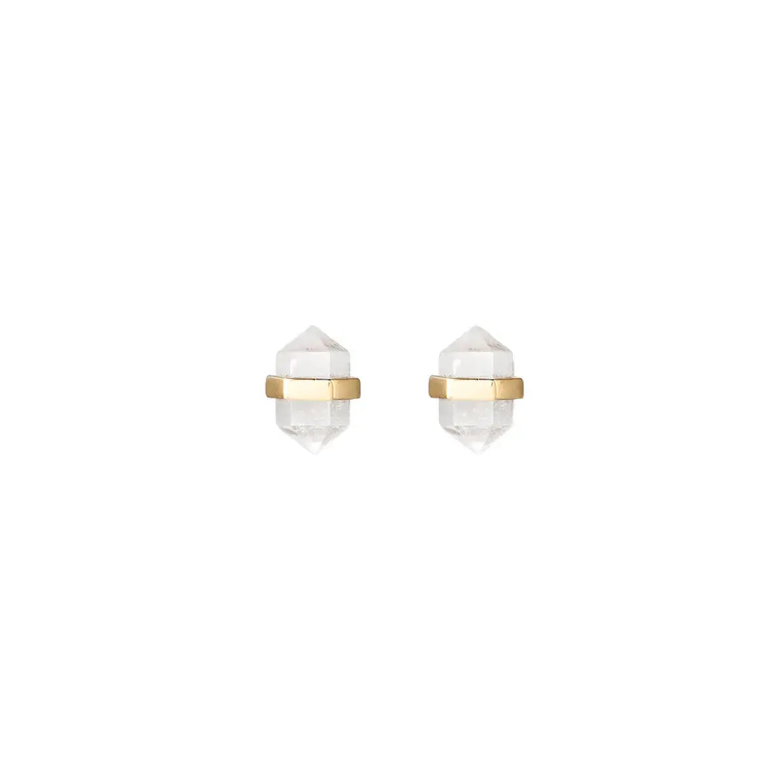 Beaming Crystal Stud Earrings by Krystle Knight Jewellery - Clear Quartz (Gold)