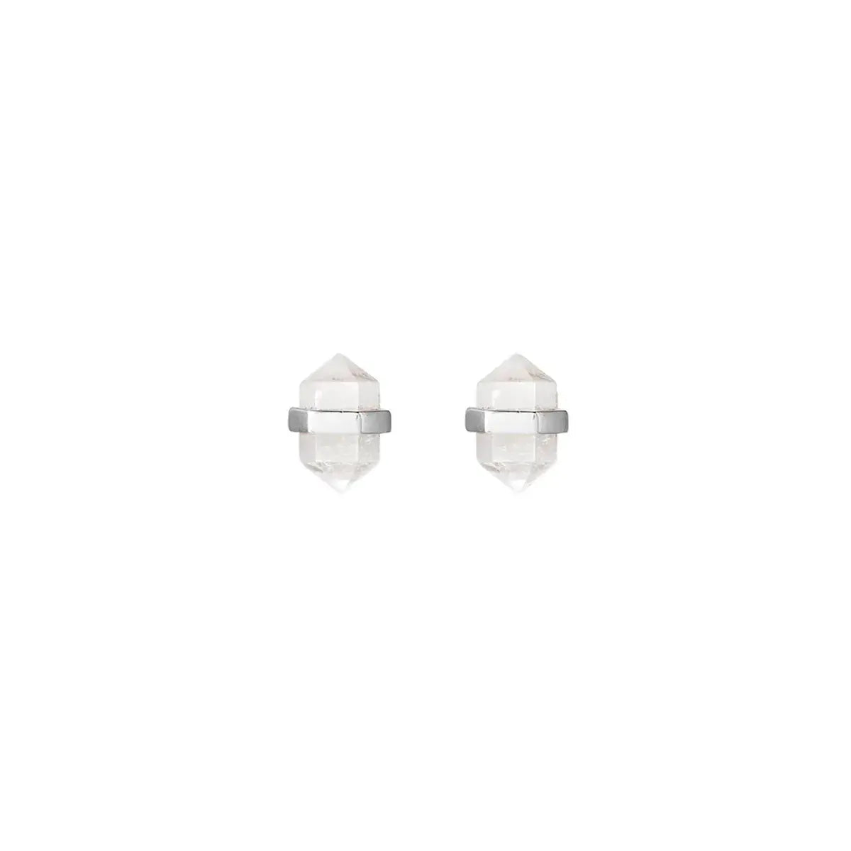 Beaming Crystal Stud Earrings by Krystle Knight Jewellery - Clear Quartz (Silver) 