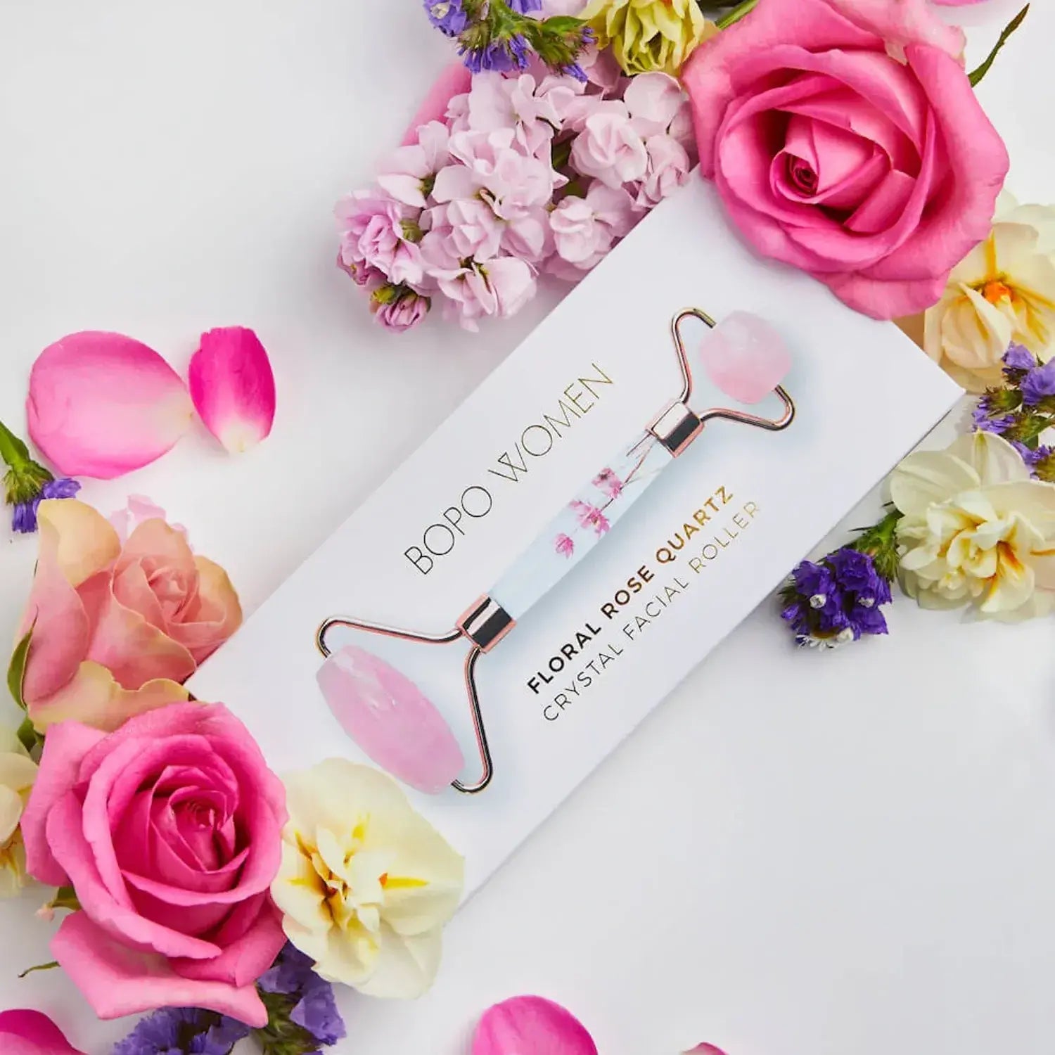 Floral Rose Quartz Facial Roller by Bopo Women