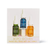 3 mini versions of our Bopo Women Face Oils - Aurora Night Face Oil, Hormone Hero Face Oil, Super Soother Face Oil.