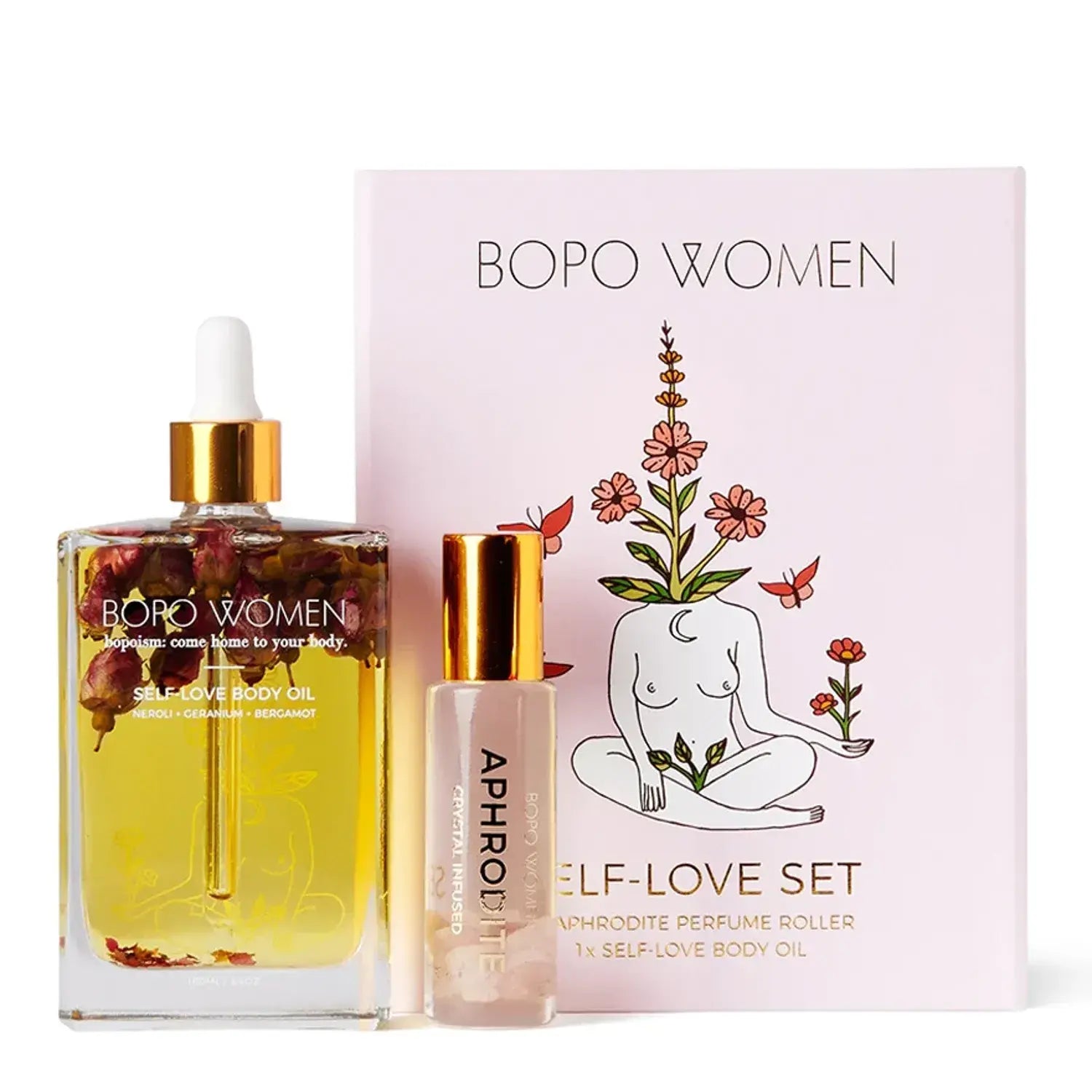 Self-Love Gift Set (Body Oil &amp; Crystal Infused Perfume) by Bopo Women