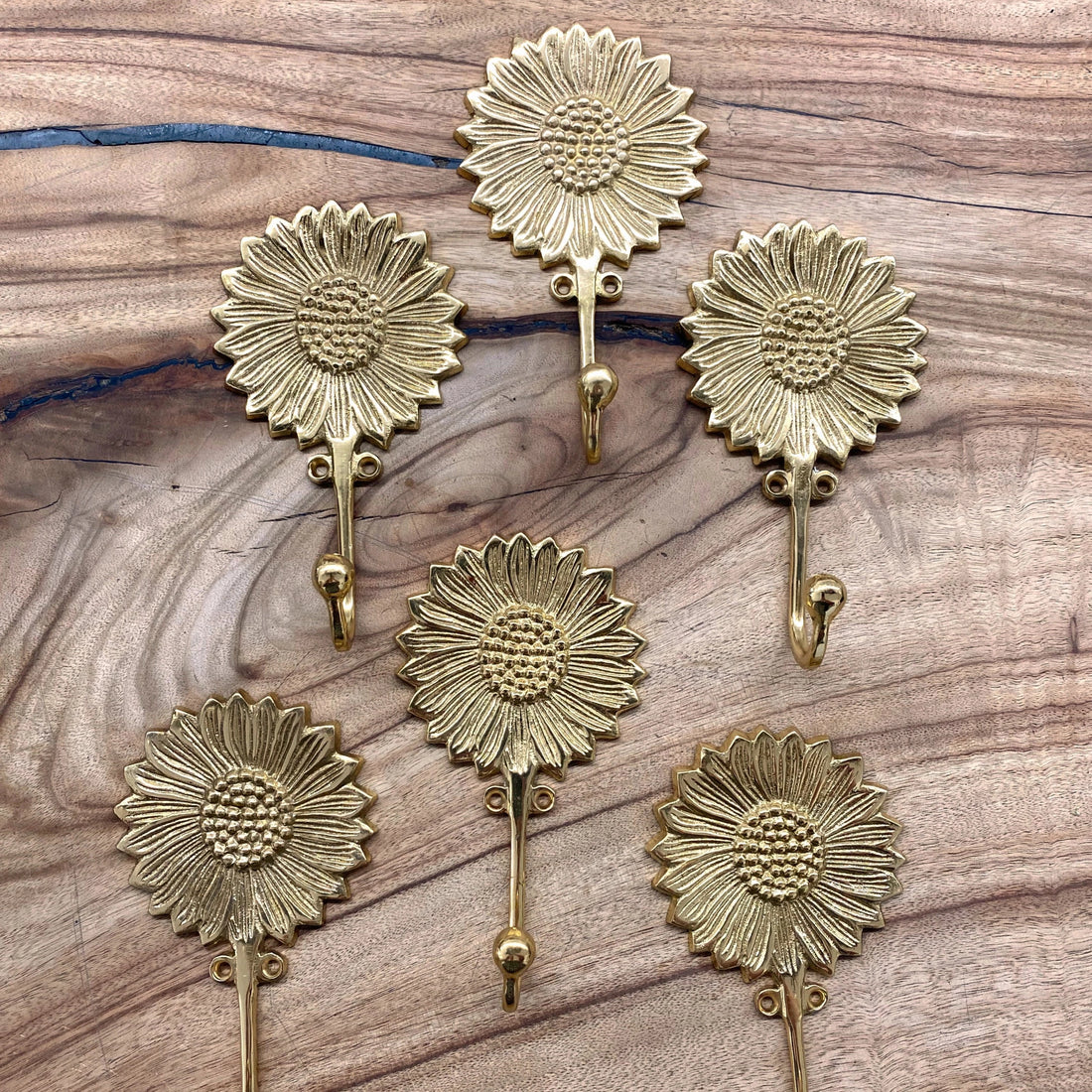 Brass Sunflower Hook - Gold