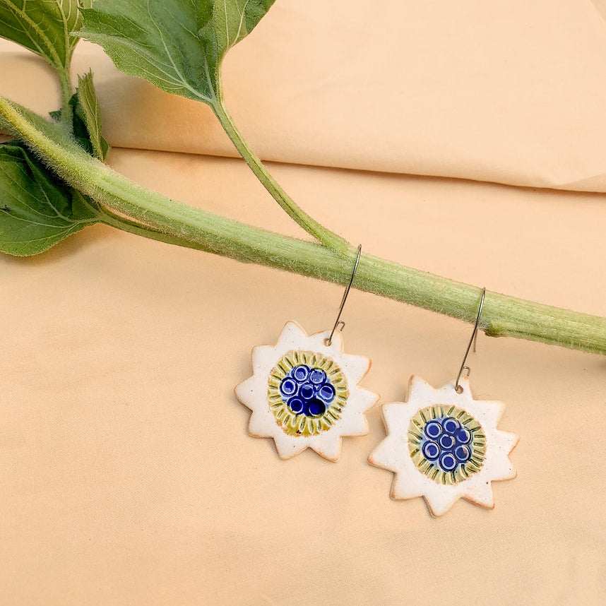 Ceramic Sunflower Earrings by Togetherness