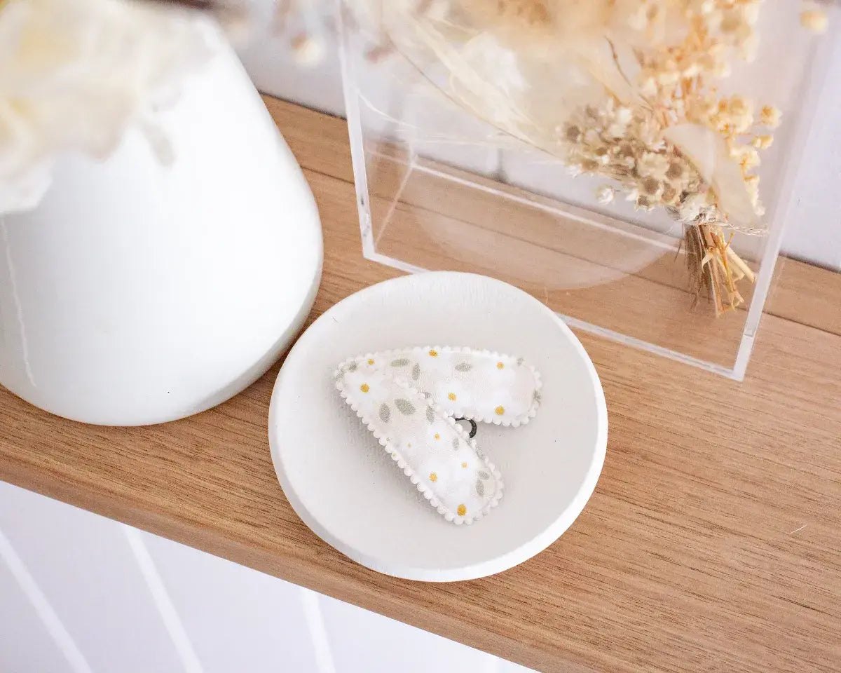 Fabric Hair Clips by Dainty Dulcie - Pearl Grey Floral