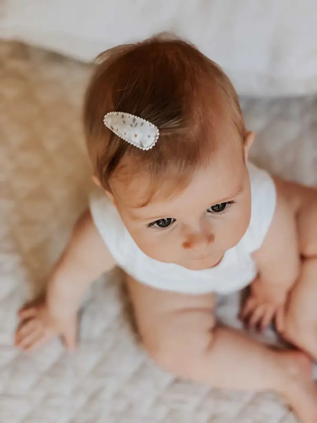 Fabric Hair Clips by Dainty Dulcie - Pearl Grey Floral
