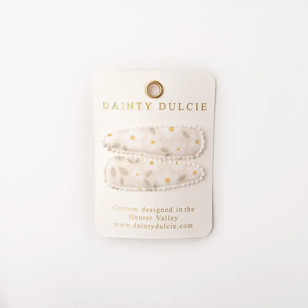 Fabric Hair Clips by Dainty Dulcie - Pearl Grey Floral