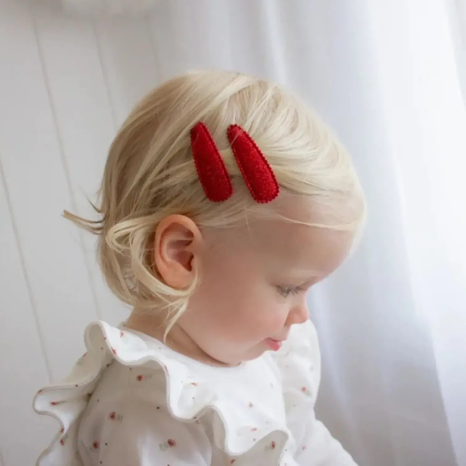 kids fabric hair clips - red glitter for christmas