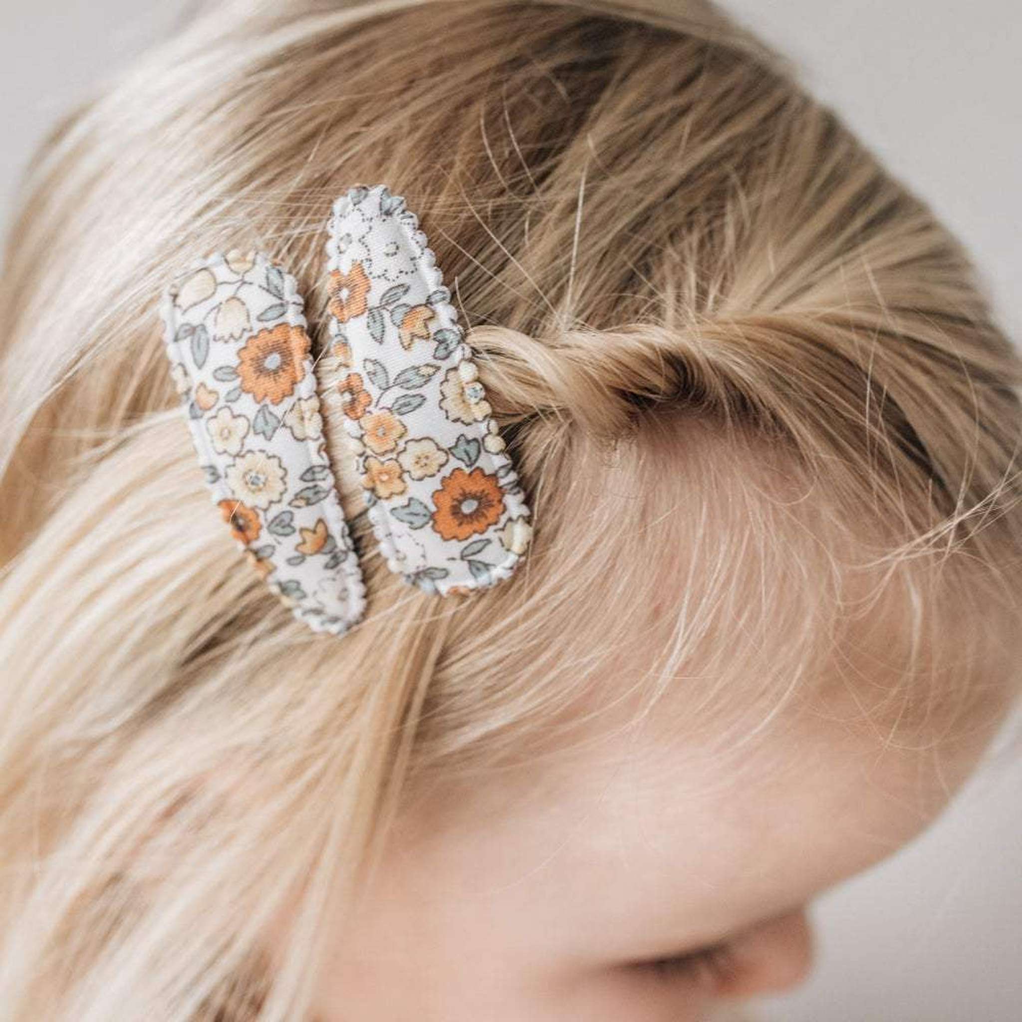 kids fabric boho floral pattern hair clips