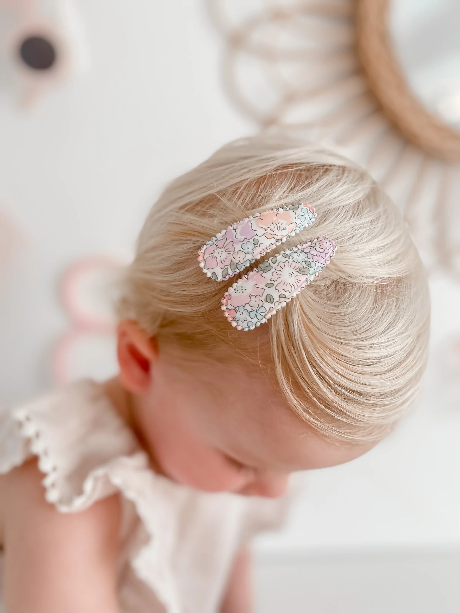 kids pretty floral hair clips in baby hair